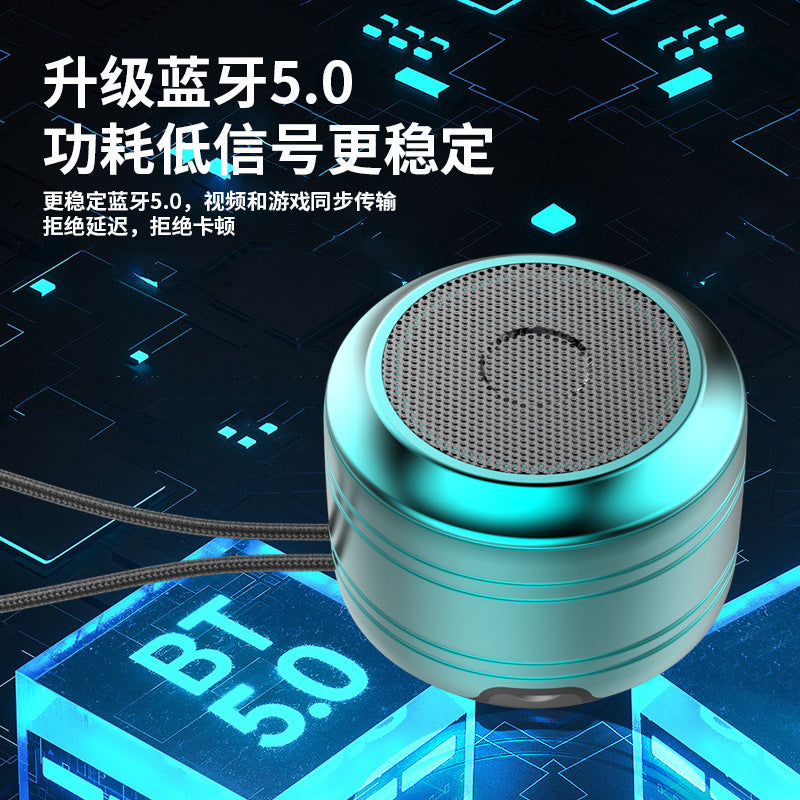 Bluetooth 5.0 Mini Speaker – Heavy Bass Portable Metal Speaker with Noise Reduction