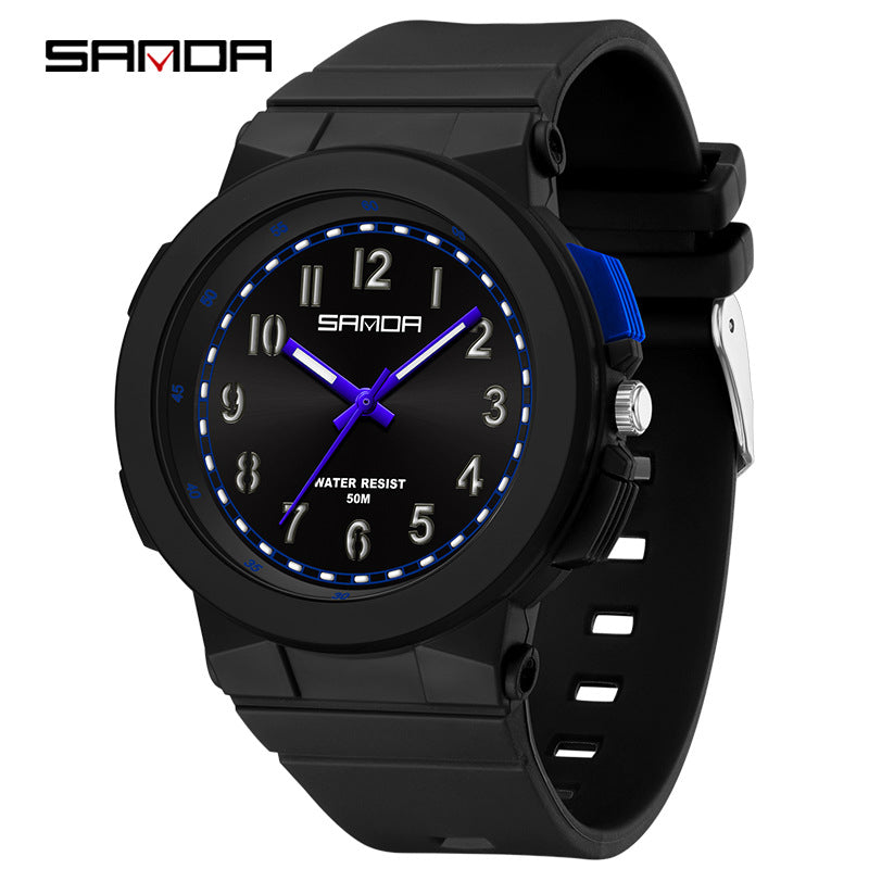 Sanda Colorful Light Watch – Waterproof Luminous Quartz Watch for Students and Kids