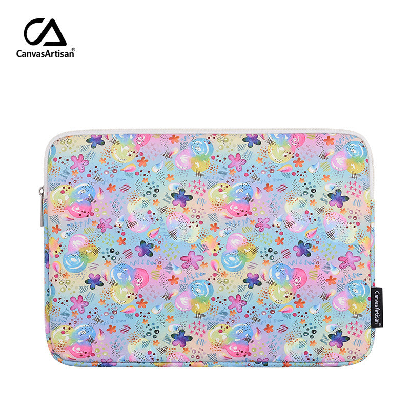 Floral Splash Laptop Sleeve – Shock-Resistant Polyester Case for 11–15" Devices