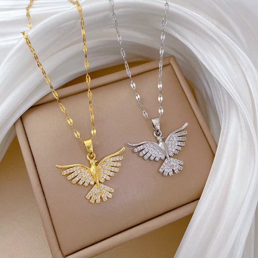 Phoenix Wings Pendant Necklace – Luxury Titanium Steel Clavicle Chain for Women