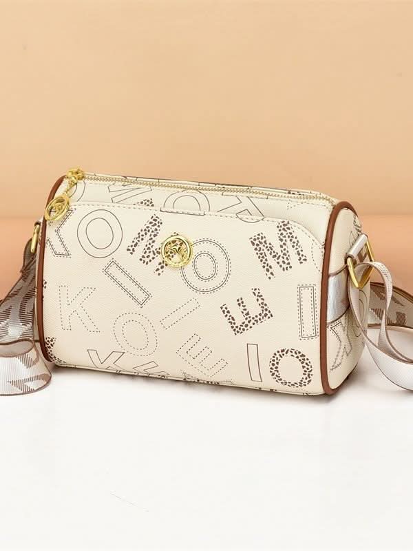 Women's Trendy Plaid Texture Boston Bag With Zipper Closure