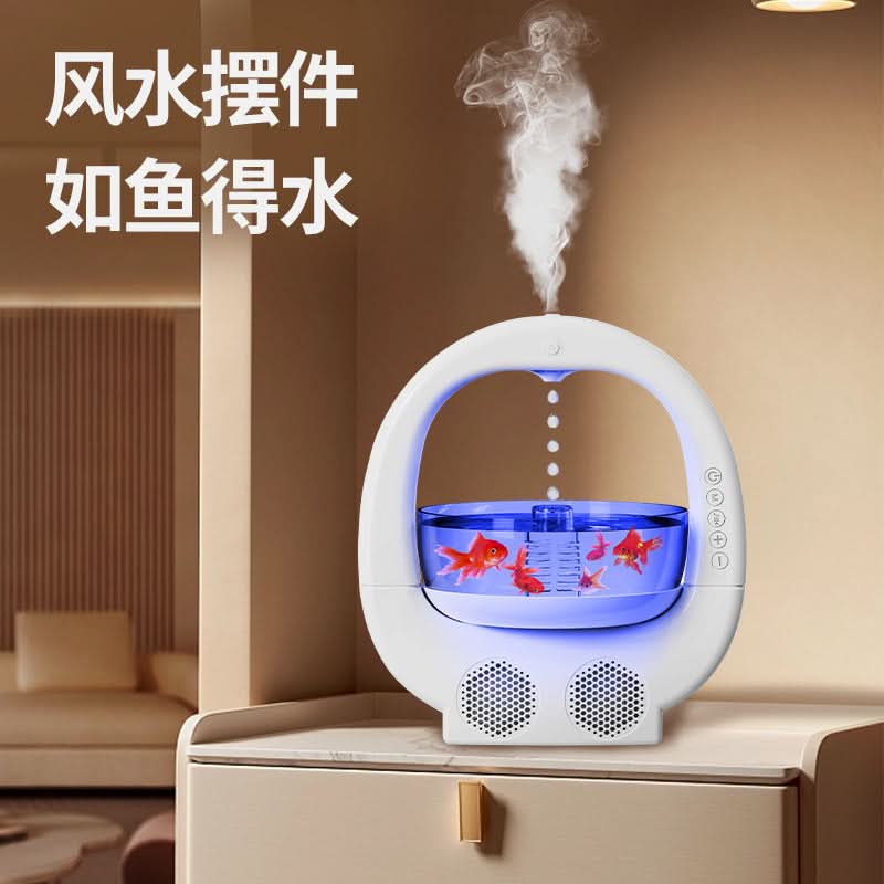 Anti-Gravity Humidifier with Bluetooth Speaker & LED Fish Tank – USB-Powered