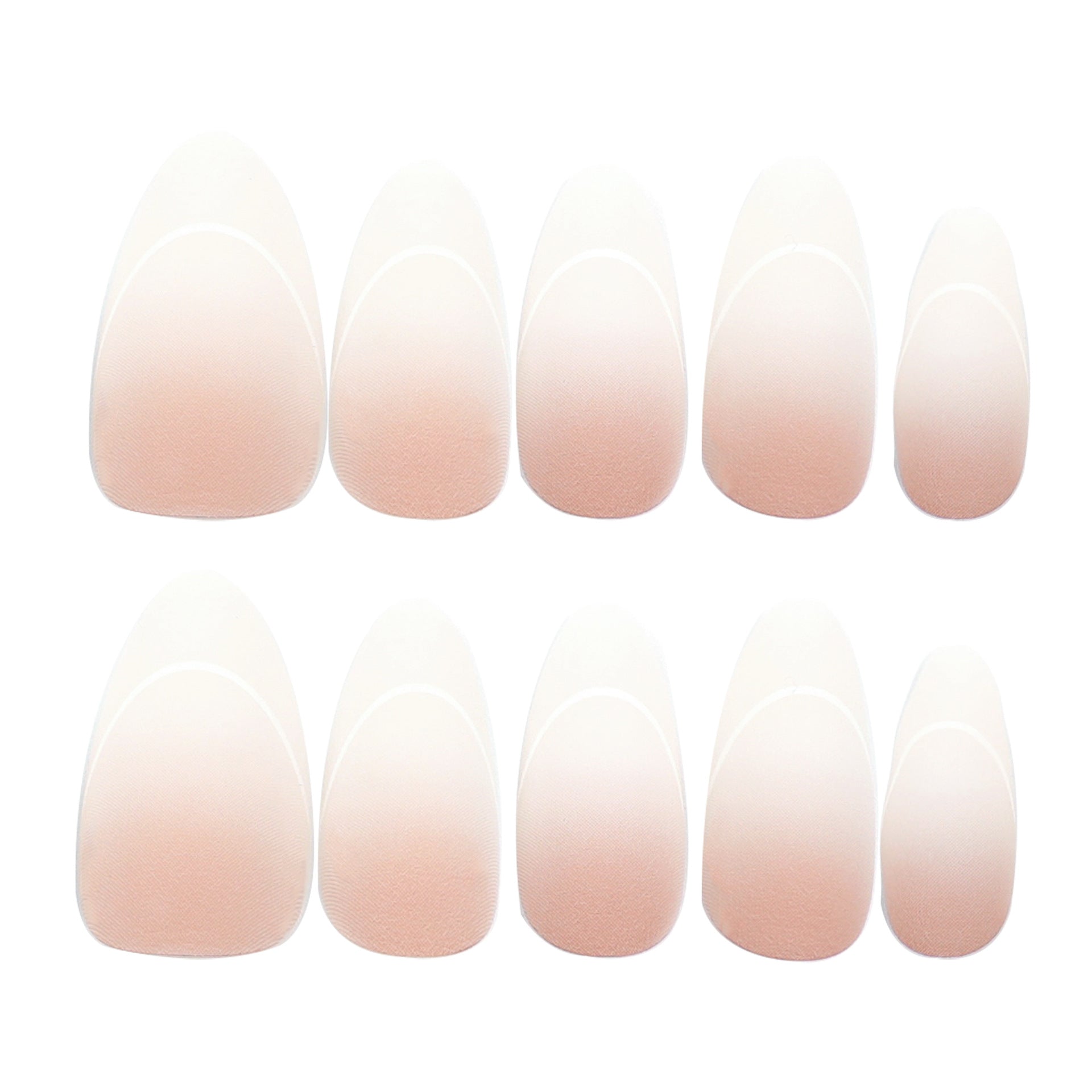 Matte French Almond Press-On Nails – Long Nude & White Minimalist