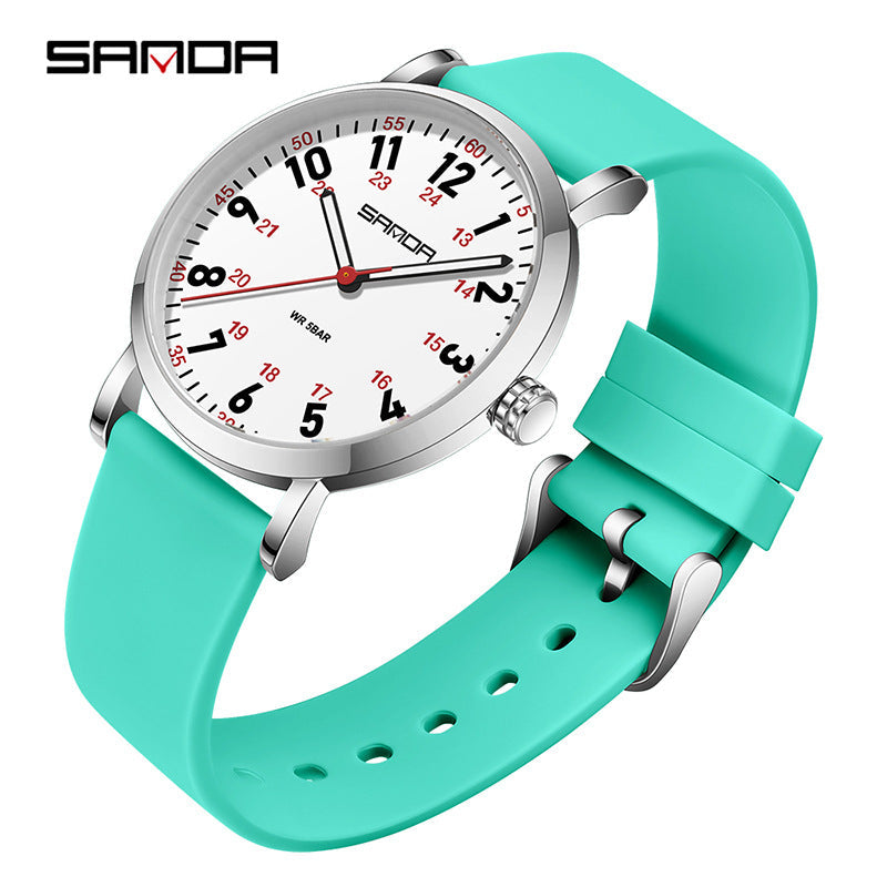 Sanda Women’s Luxury Quartz Watch – Elegant Waterproof Silicone Strap Fashion Watch