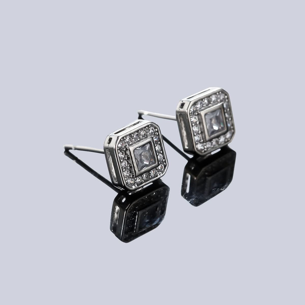 Unisex Silver Zircon Earrings – Titanium Steel Geometric Earrings