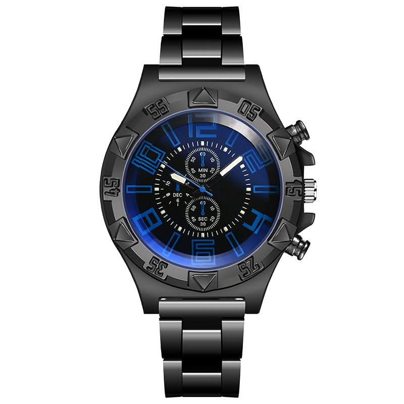 Men’s Luminous Quartz Sports Watch, Steel Band