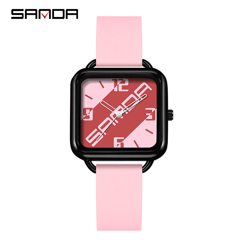 Sanda Unisex Square Quartz Watch – Trendy Waterproof Fashion Watch for Students