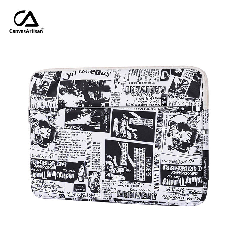 Black-White Comic Laptop Sleeve – Waterproof & Shockproof 13–15 Inch Protective Case