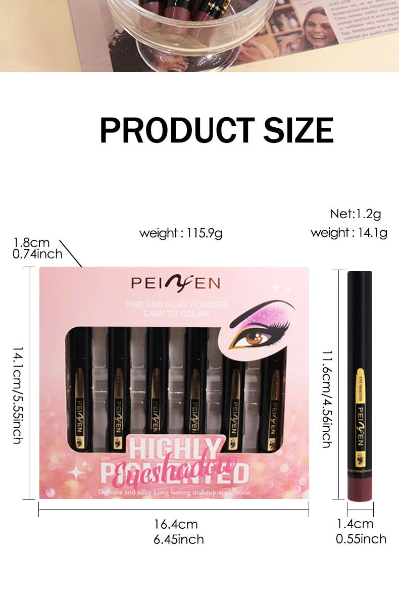 Peinfen Eyeshadow Stick Set – 6 Colors, Matte & Shimmer Waterproof Eye Makeup