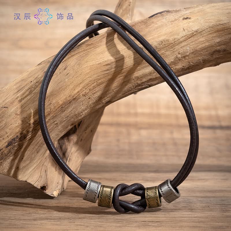 Men's Double-Layer Leather Jewelry – Trendy Hip-Hop Pendant