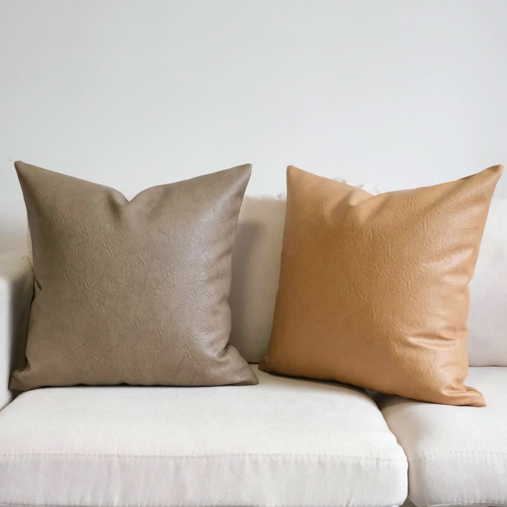 Modern Pleated Imitation Leather Pillowcase - Simple & Elegant