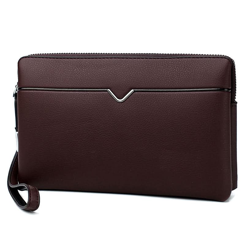 Men’s PU Leather Zipper Long Wallet – Business Travel Clutch