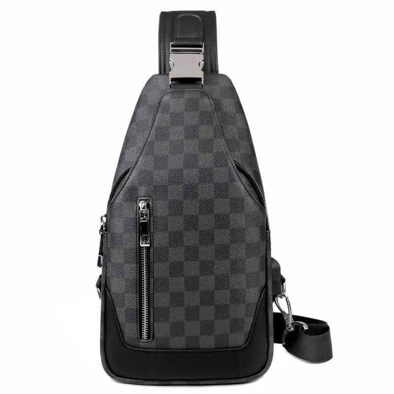 Men’s Checkerboard Chest Bag – Large Capacity Shoulder Sling Backpack