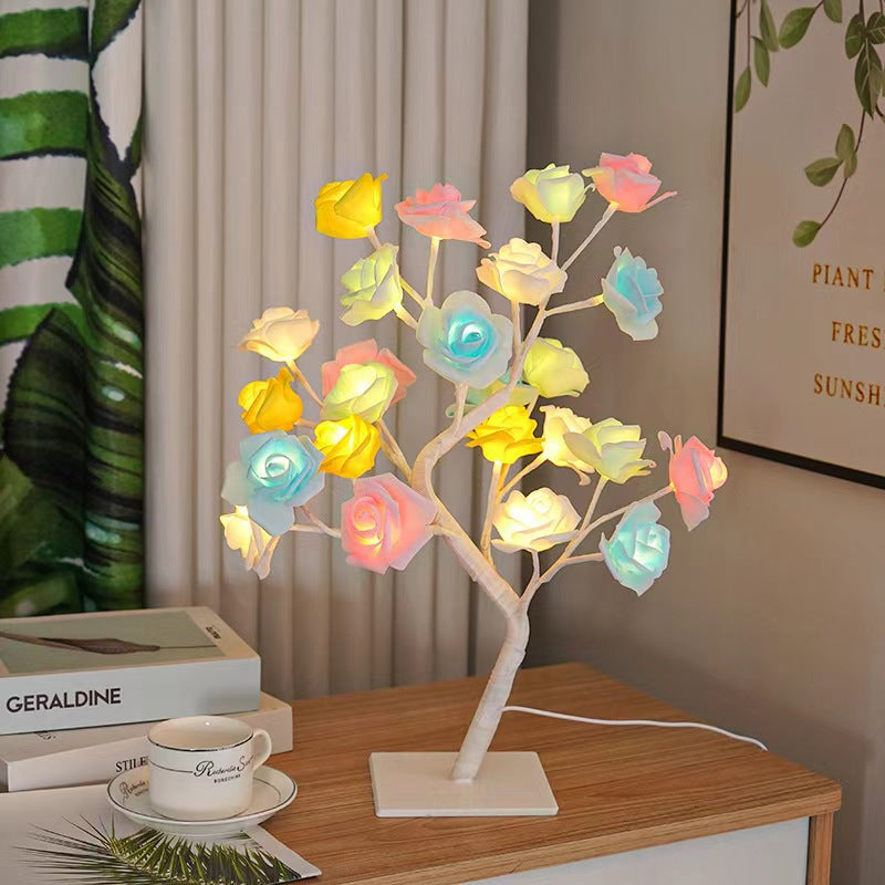 USB LED Rose Tree Lamp – 20-Bead Romantic Light for Home Decor, Tabletop Accent