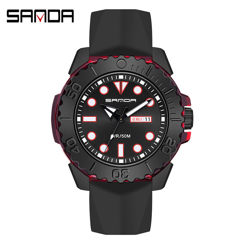 Sanda Digital Sports Watch for Men – Waterproof Silicone Outdoor Electronic Watch