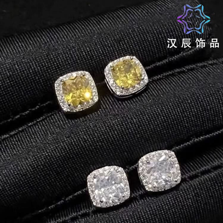 Men’s Trendy Zircon Earrings – Geometric Rock Studs