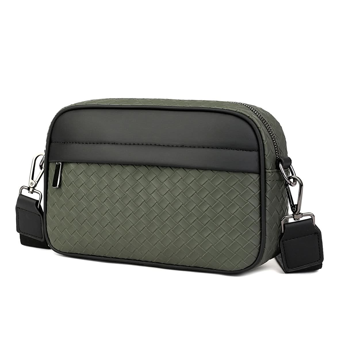 Men’s Trendy PU Plaid Crossbody Bag – Korean Style Small Messenger