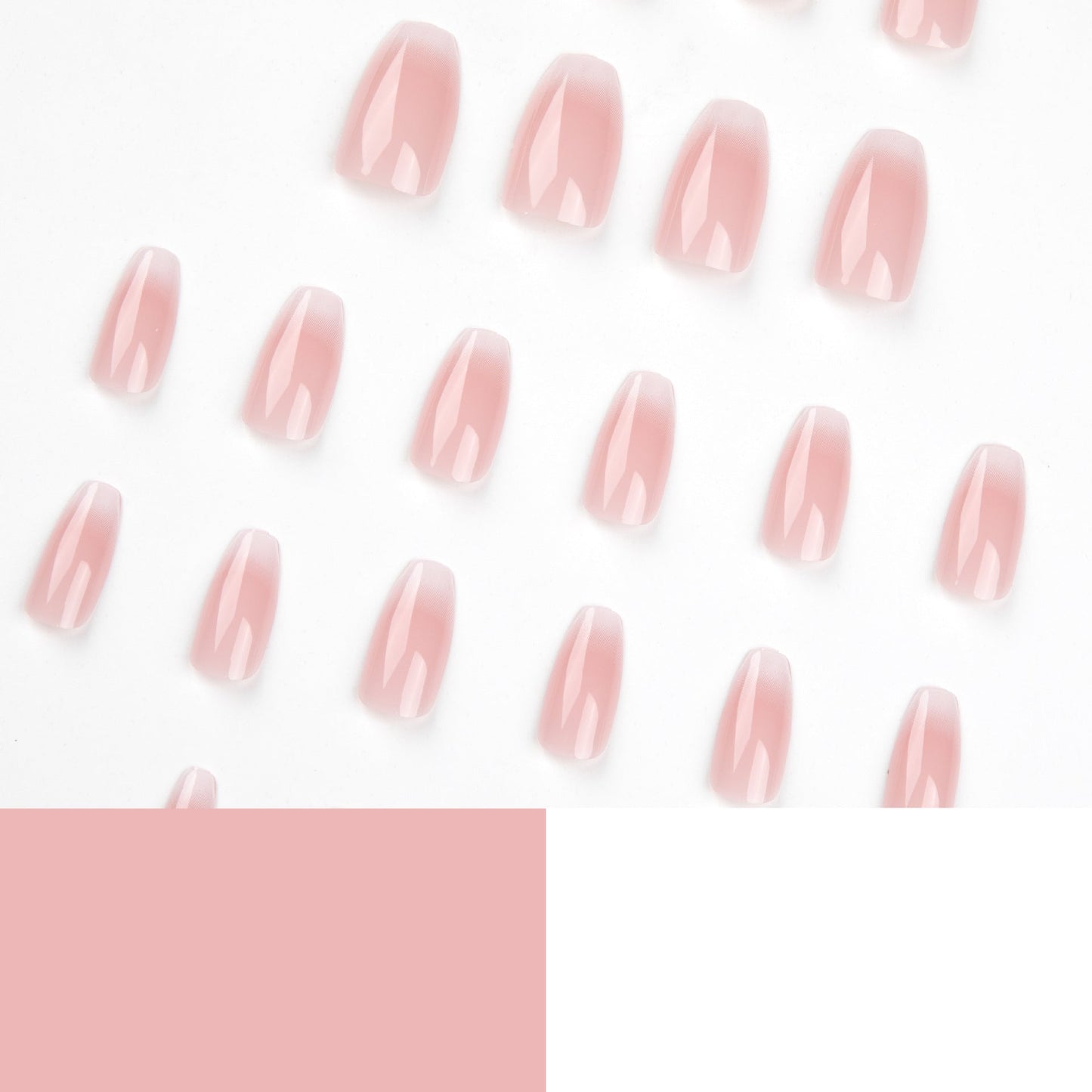 Nude Pink Coffin Press-On Nails – Medium French Ombre Gradient Glue-On Tips