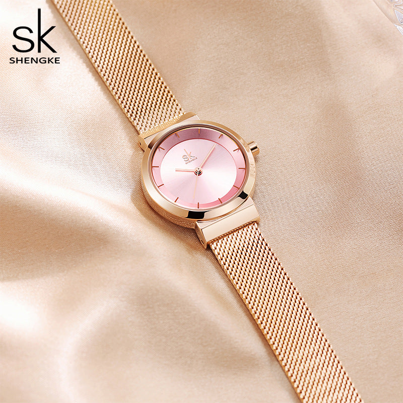 SK Fashion Women's Square Quartz Watch – Waterproof Stainless Steel Strap