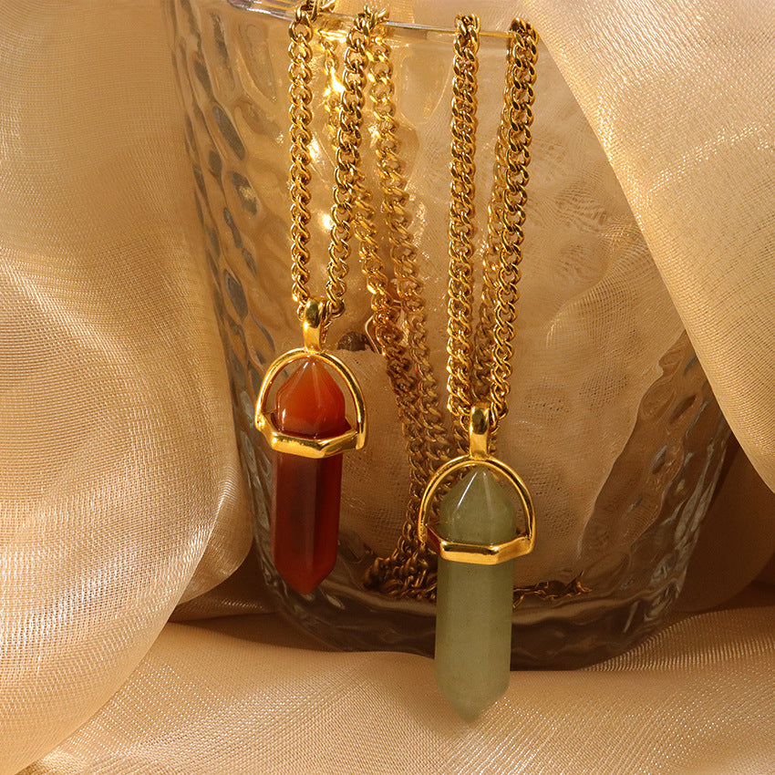 Crystal Point Gemstone Pendant Necklace – Mystic Glam Style Jewelry for Women