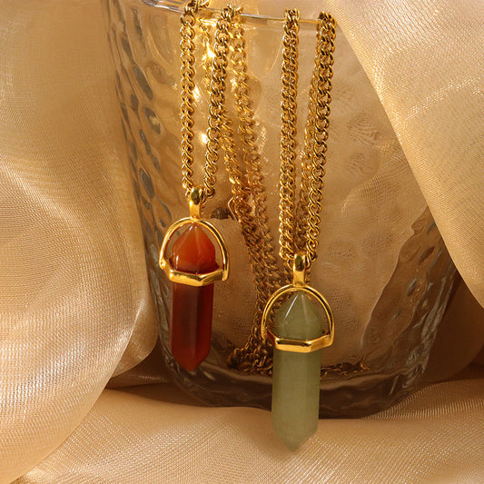 Crystal Point Gemstone Pendant Necklace – Mystic Glam Style Jewelry for Women