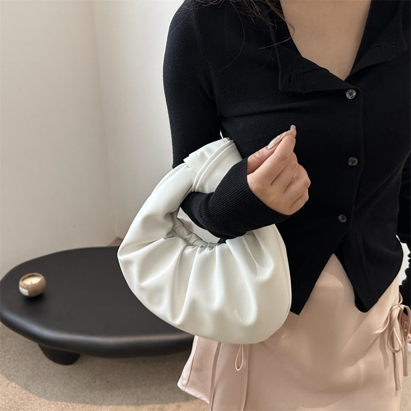 Women's Pleated Armpit Bag – Fall Street Style PU Handbag with Zipper