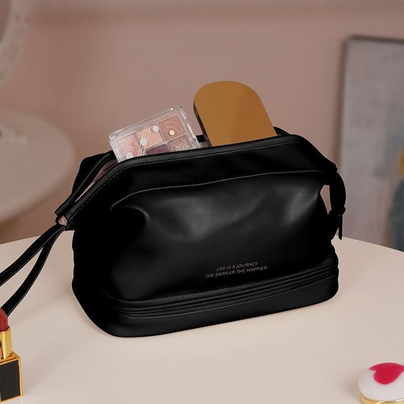Double-Layer Portable PU Cosmetic Bag for Travel