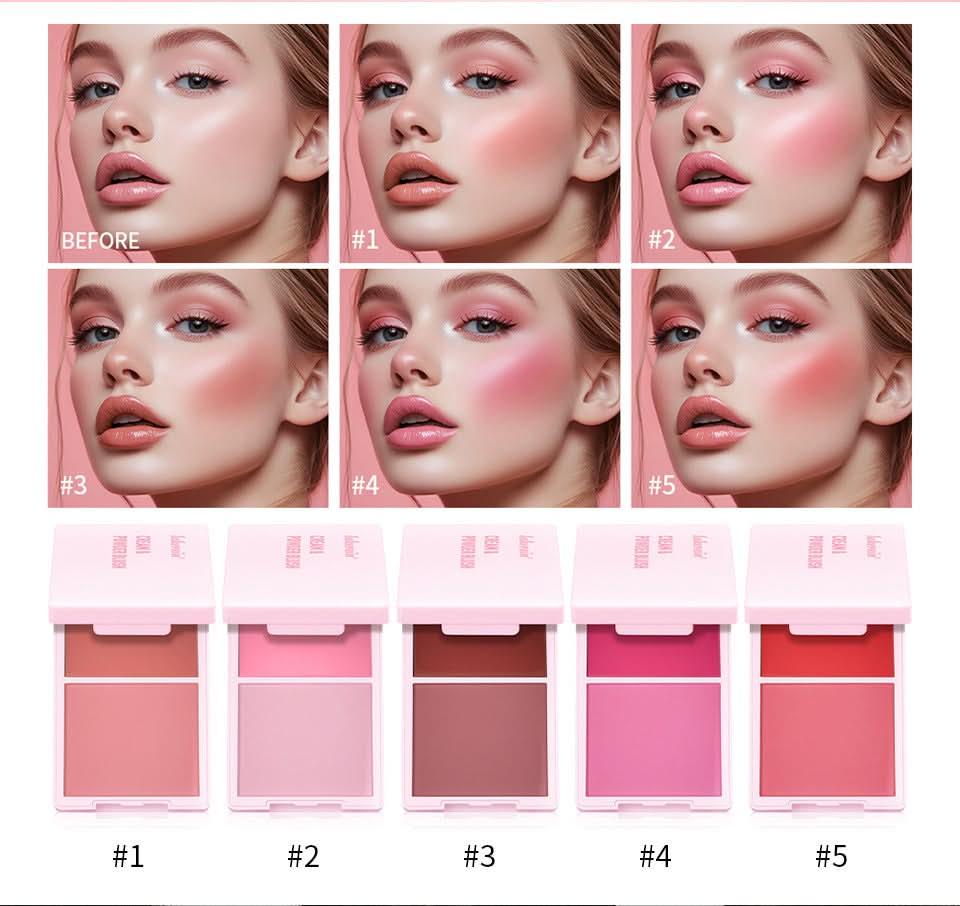 2-in-1 Blush Cream & Powder – Long-Lasting, Blendable, Matte & Dewy Finish