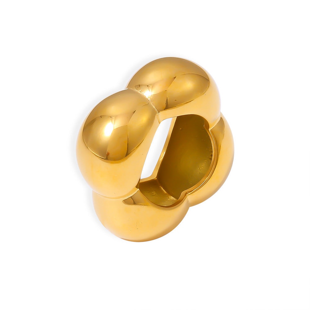 Bold Puffy Geometric Gold & Silver Ring – Stainless Steel Statement Jewelry