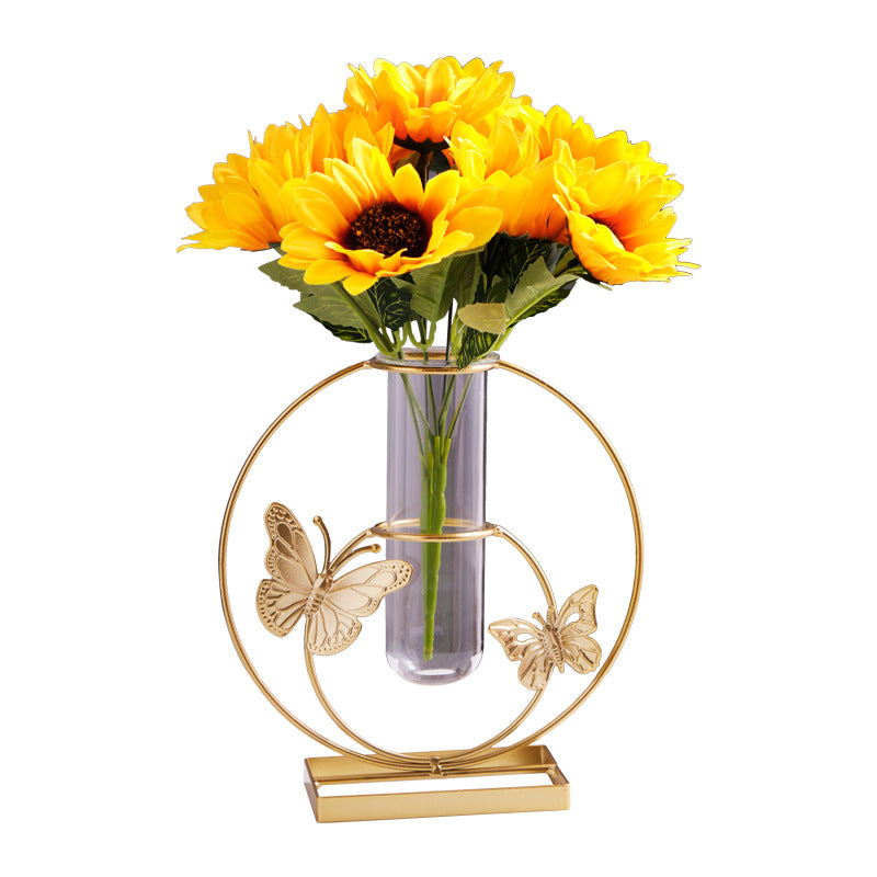 Gold Butterfly Flower Vase – European-Style Faux Flower Arrangement