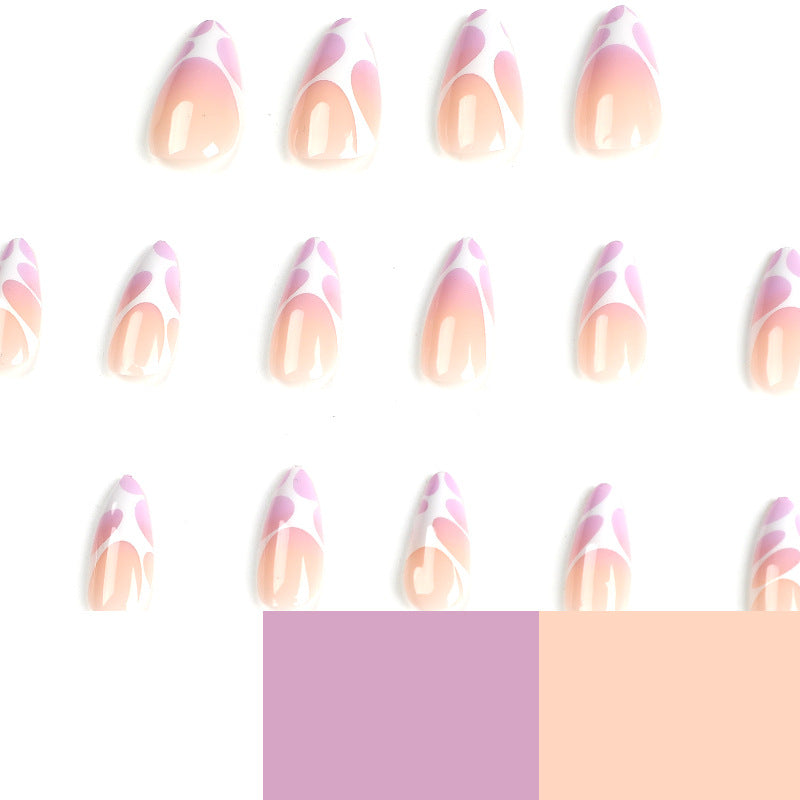 Long Lavender French Tip Press-On Nails – Glossy Abstract Teardrop Nail Set