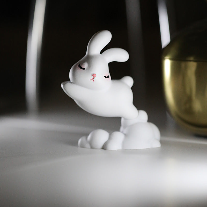 Mini Bunny Car Dashboard Ornament – Resin Cartoon Decor for Car Interior