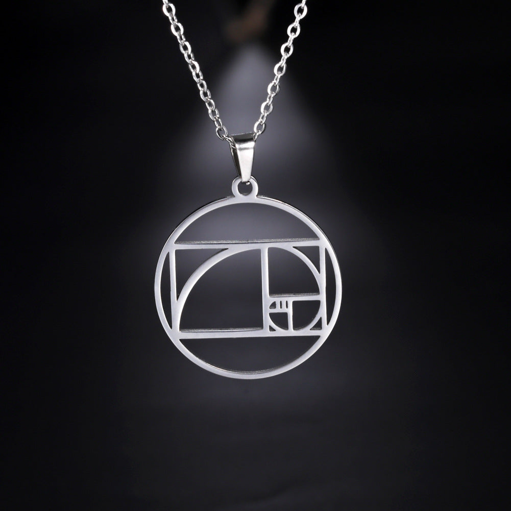 Retro Geometric Pendant Necklace – Minimalist Hollow Square & Circle Chain for Women