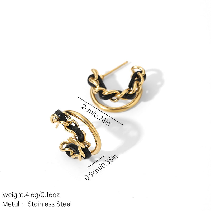 Black & Gold Geometric Earrings – Stainless Steel Minimalist Jewelry for Women