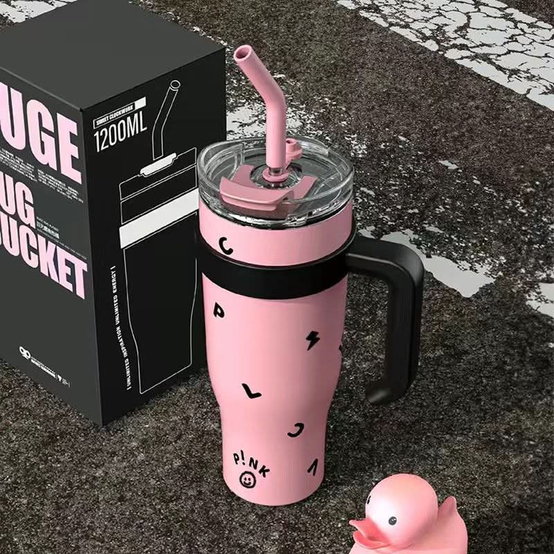 40oz Insulated Tumbler with Handle & Straw