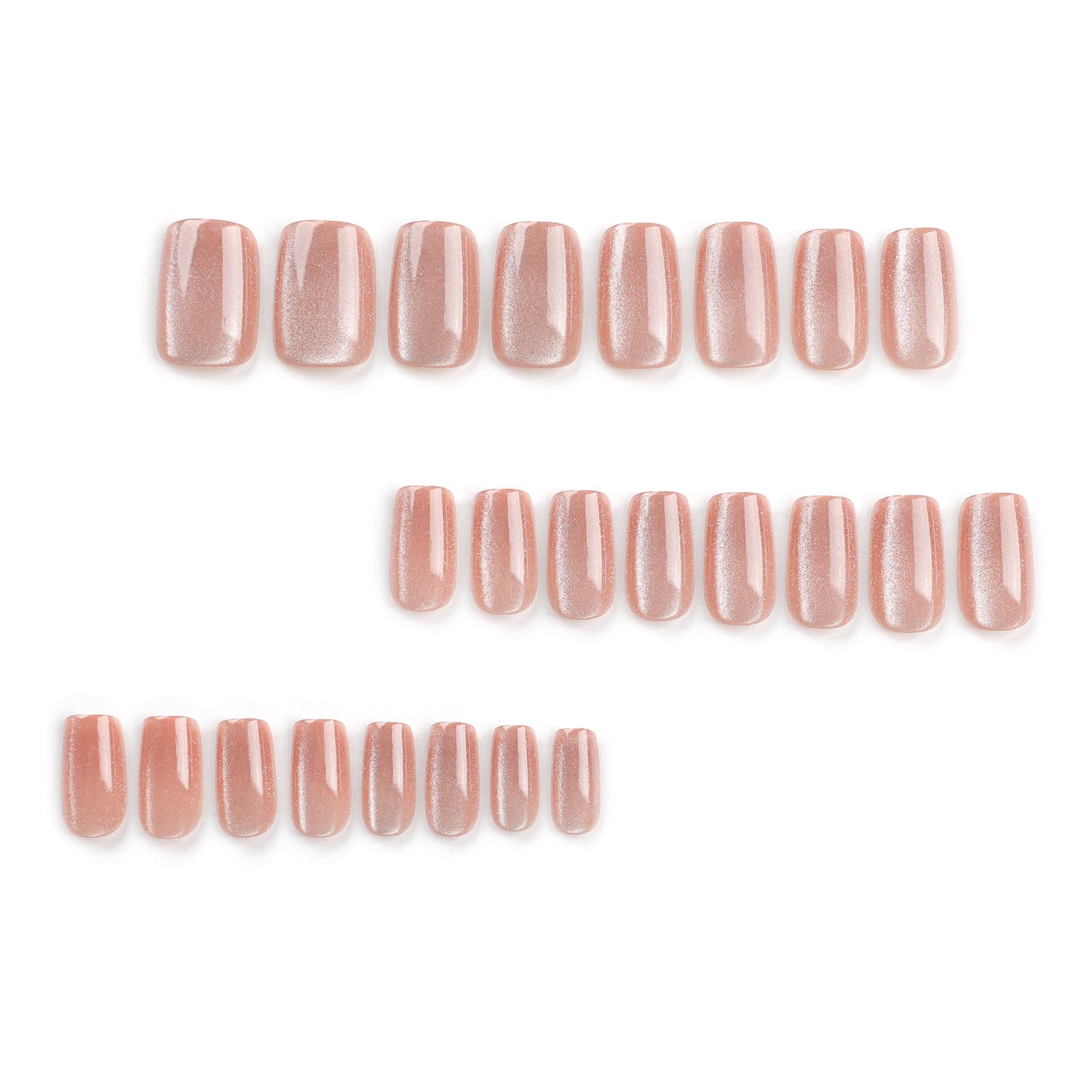 Cat’s Eye Press-On Nails – Short Square, Glossy Finish & Reusable