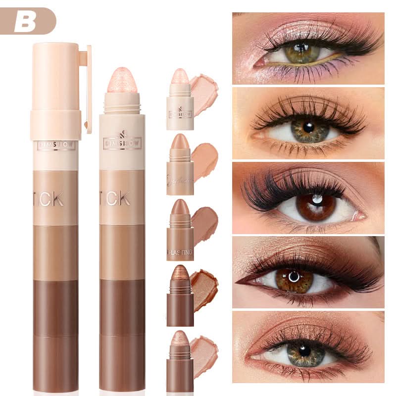 DIMSHOW 5-Color Eyeshadow Stick Set – Waterproof, Pearlescent & Matte, Easy Blend