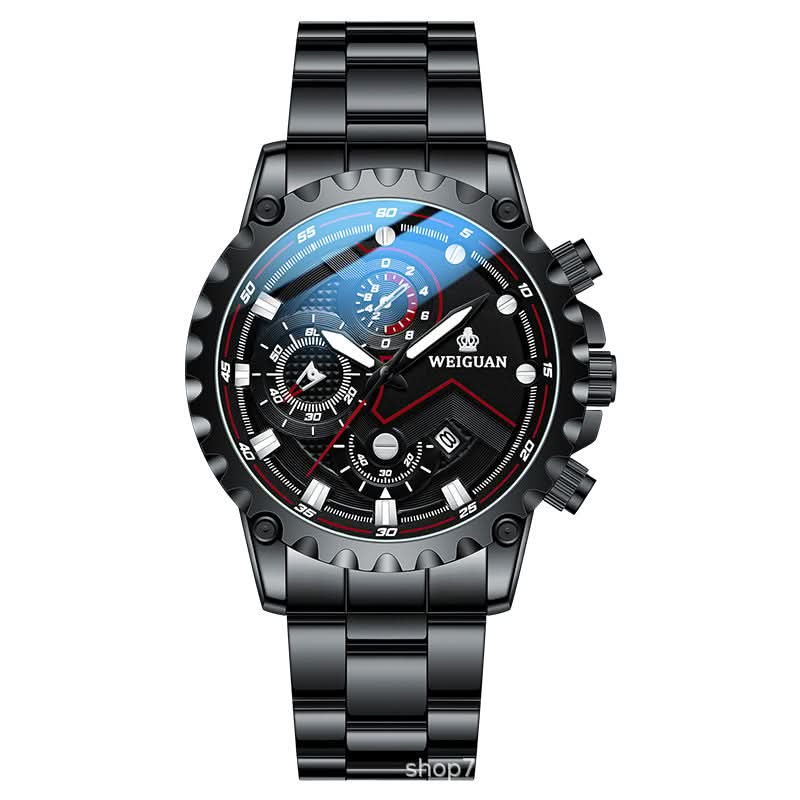 Black Warrior Men’s Classic Watch – Waterproof, Luminous, Calendar Display