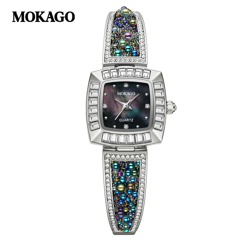 MOKAGO Square Women’s Diamond Watch – Luxury Quartz Waterproof Watch