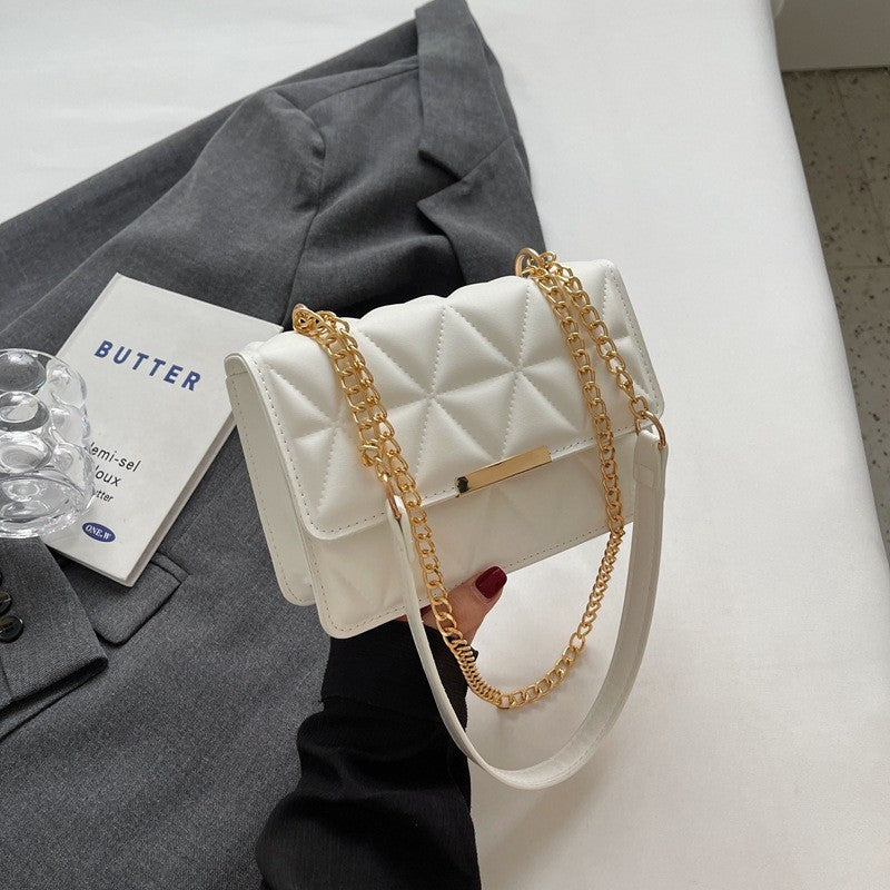Quilted Chain Shoulder Bag for Women – Trendy Small Square Crossbody