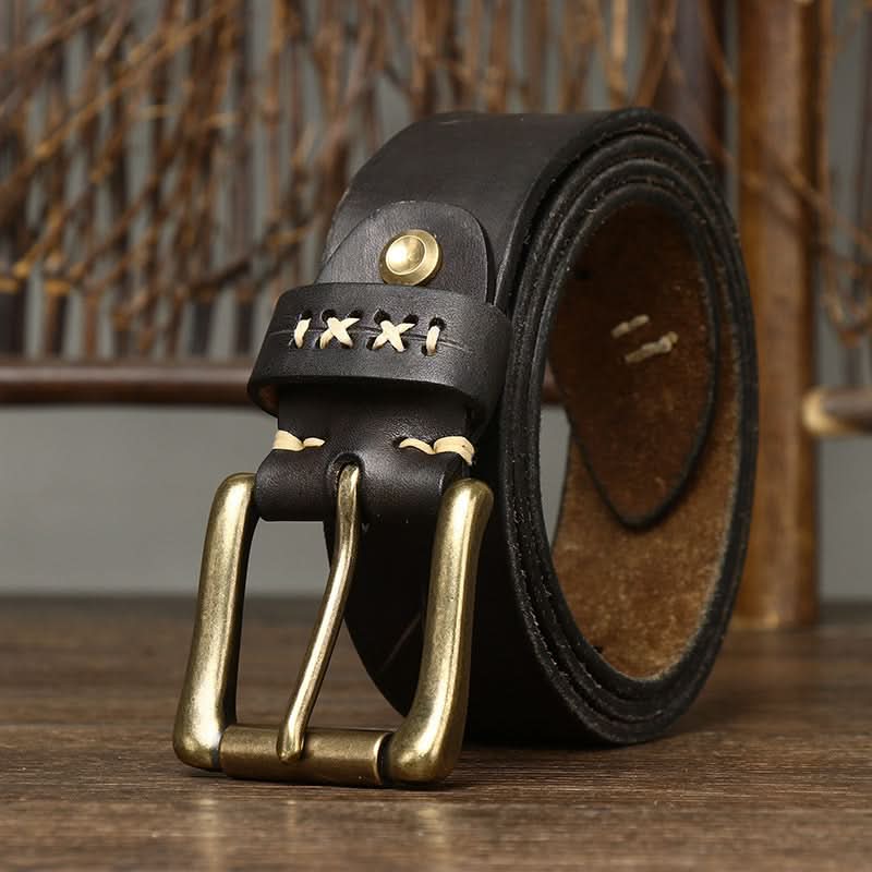 Men’s Vintage Leather Belt – Street Style for Jeans