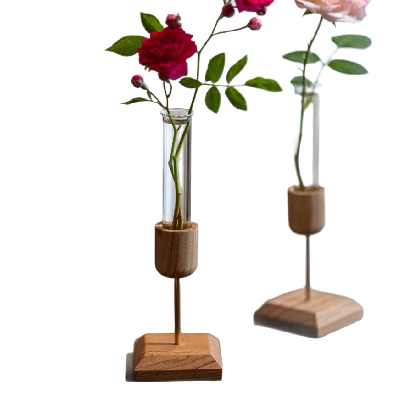 Modern Wooden Test Tube Vase – Minimalist Hydroponic Flower Arranger