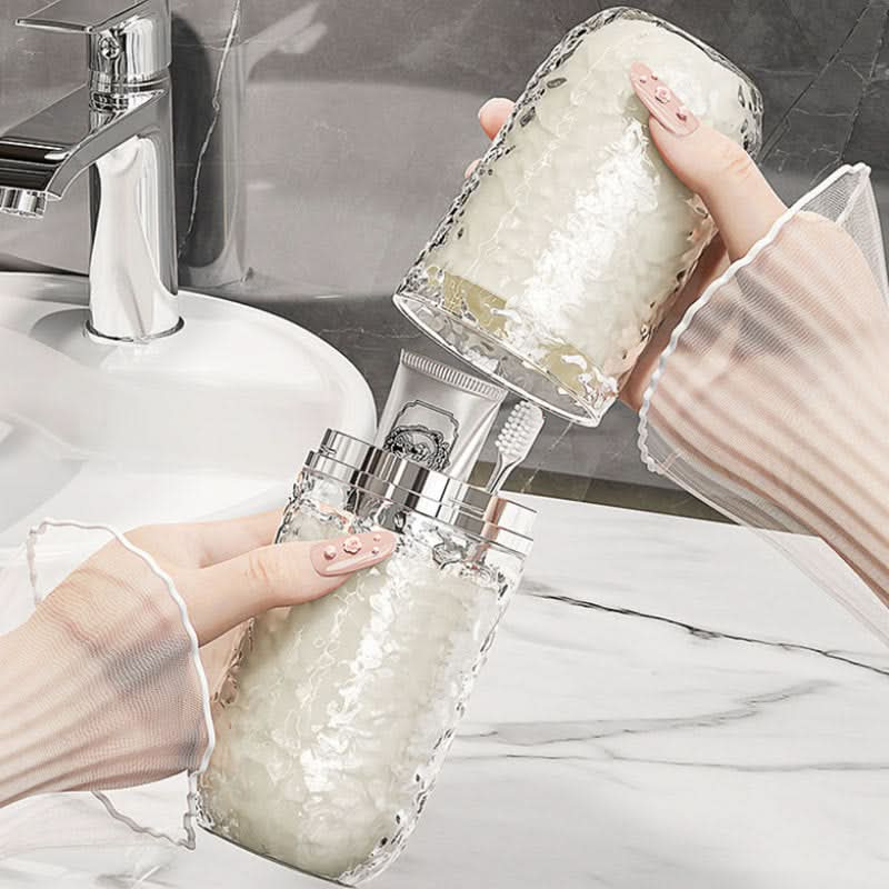 Transparent Water Ripple Travel Mouthwash Cup Set – Toothbrush Storage