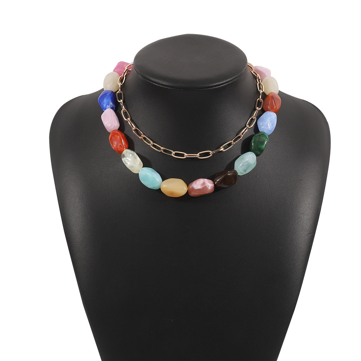 Colorful Dopamine Beaded Choker Necklace for Women – Trendy Resin Jewelry
