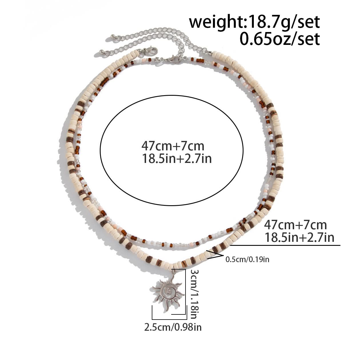 Men’s Sun Pendant Beaded Necklace, Hip-Hop Style