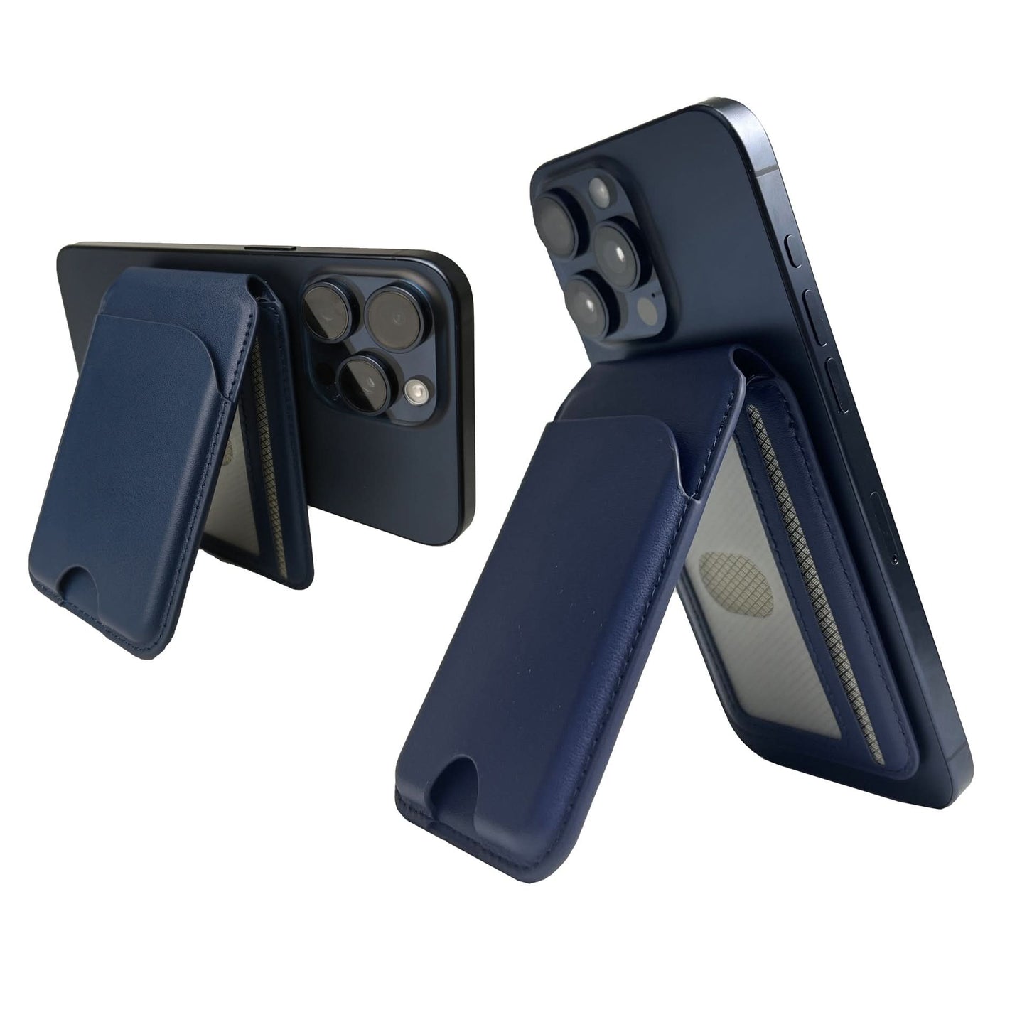 MagSafe Leather Card Holder with Metal Stand – Anti-Magnetic Wallet