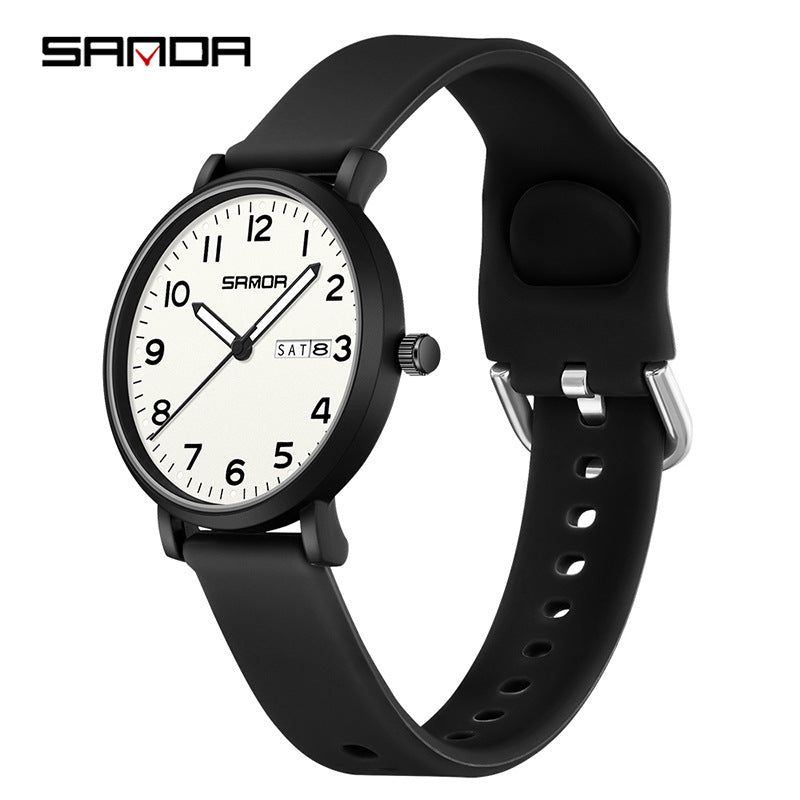 Sanda Waterproof Quartz Watch – Korean Style Silicone Sports Watch for Students
