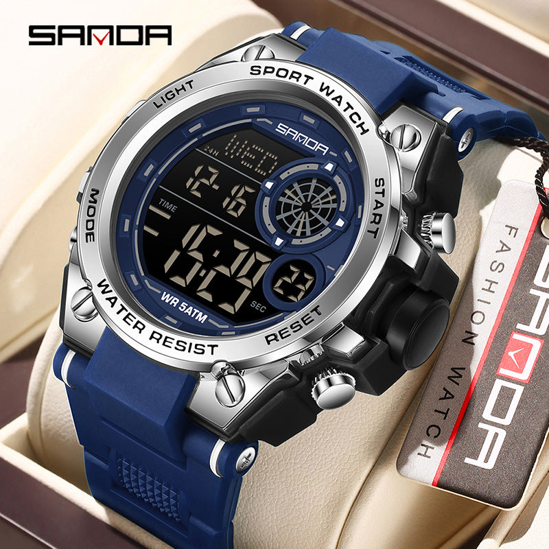 Sanda Digital Sports Watch – Multifunction Student Watch with Alarm & Dual Time