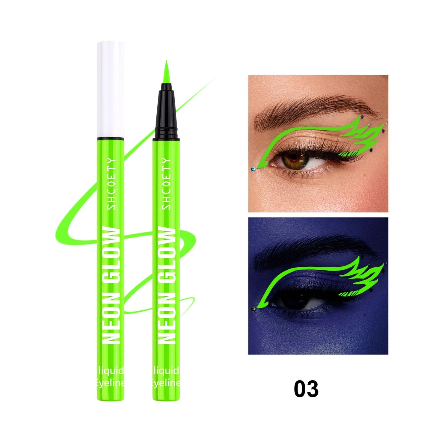 SHCOETY 8-Color Fluorescent Liquid Eyeliner – Glow-in-the-Dark, Waterproof