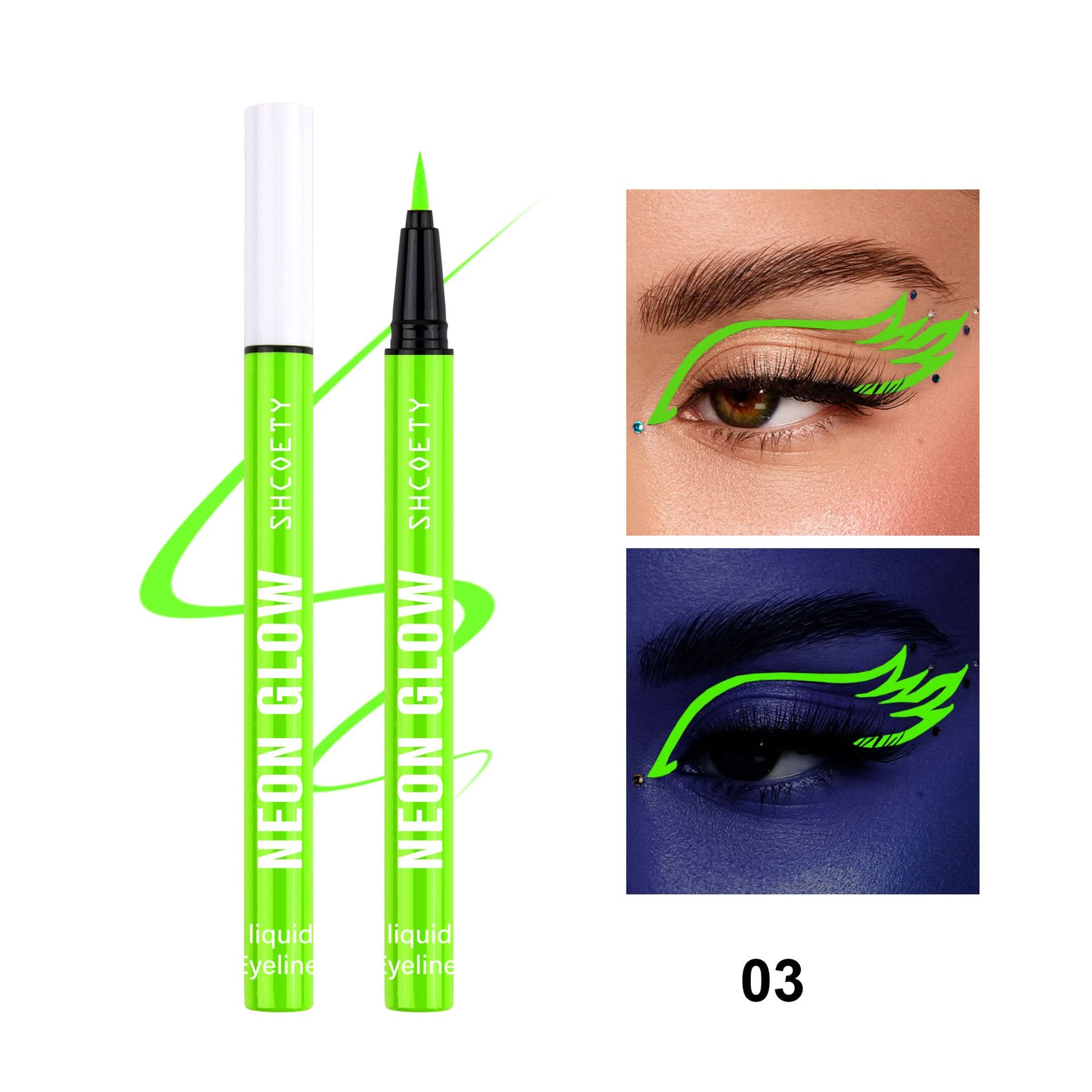 SHCOETY 8-Color Fluorescent Liquid Eyeliner – Glow-in-the-Dark, Waterproof